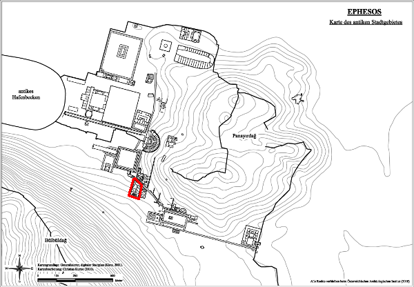 Plan von Ephesos mit dem Hanghaus 2